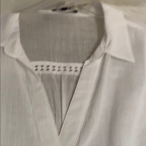 NYDJ white blouse with lace trim - L NWT